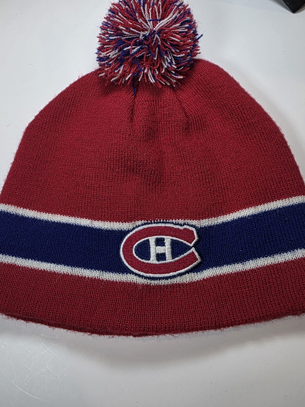 Montreal Canadiens NHL Pom Pom Knit Beanie Red Blue One Size